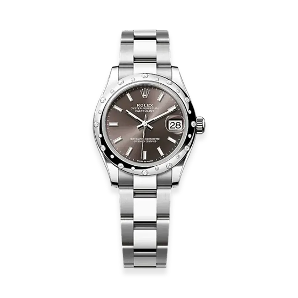 ROLEX Datejust 31mm Oystersteel & White Gold Diamond 278344RBR "Dark Grey"