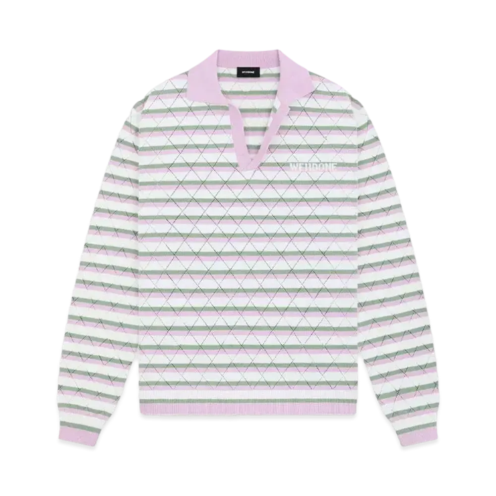 WE11DONE Stripe Polo Shirt "Light Pink"