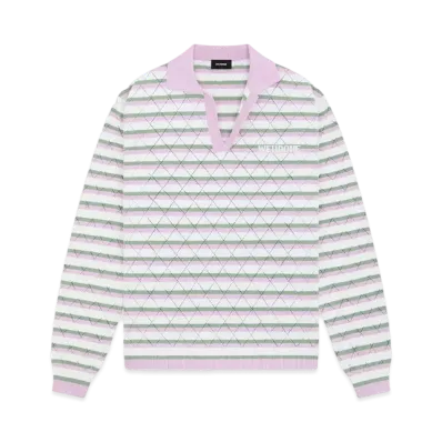 WE11DONE Stripe Polo Shirt "Light Pink"