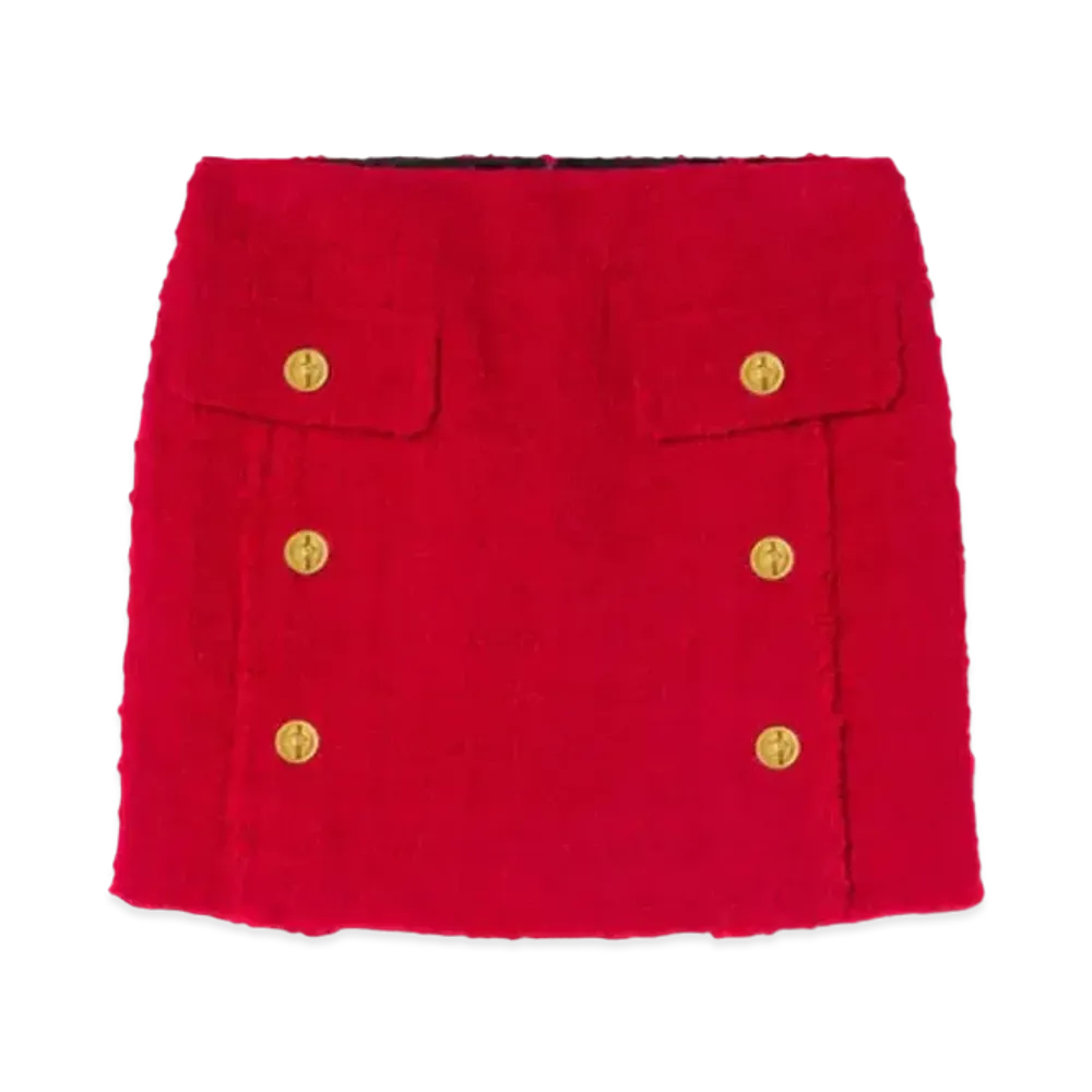 Versace Heritage Tweed Pencil Skirt "Red"