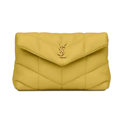 SAINT LAURENT Puffer Small Pouch In Quilted Lambskin "Sunflower"