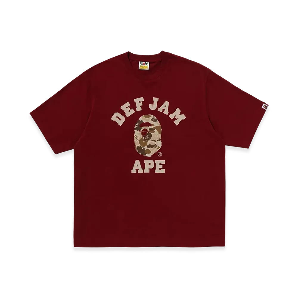 A BATHING APE x Def Jam Camo College Relaxed Fit Tee "Burgundy"