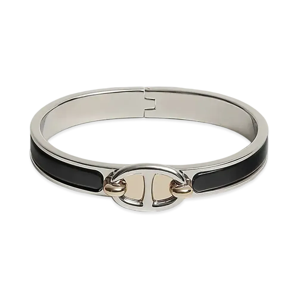 Hermes Mini Clic Chaine D'ancre Bracelet "Noir/Palladium"