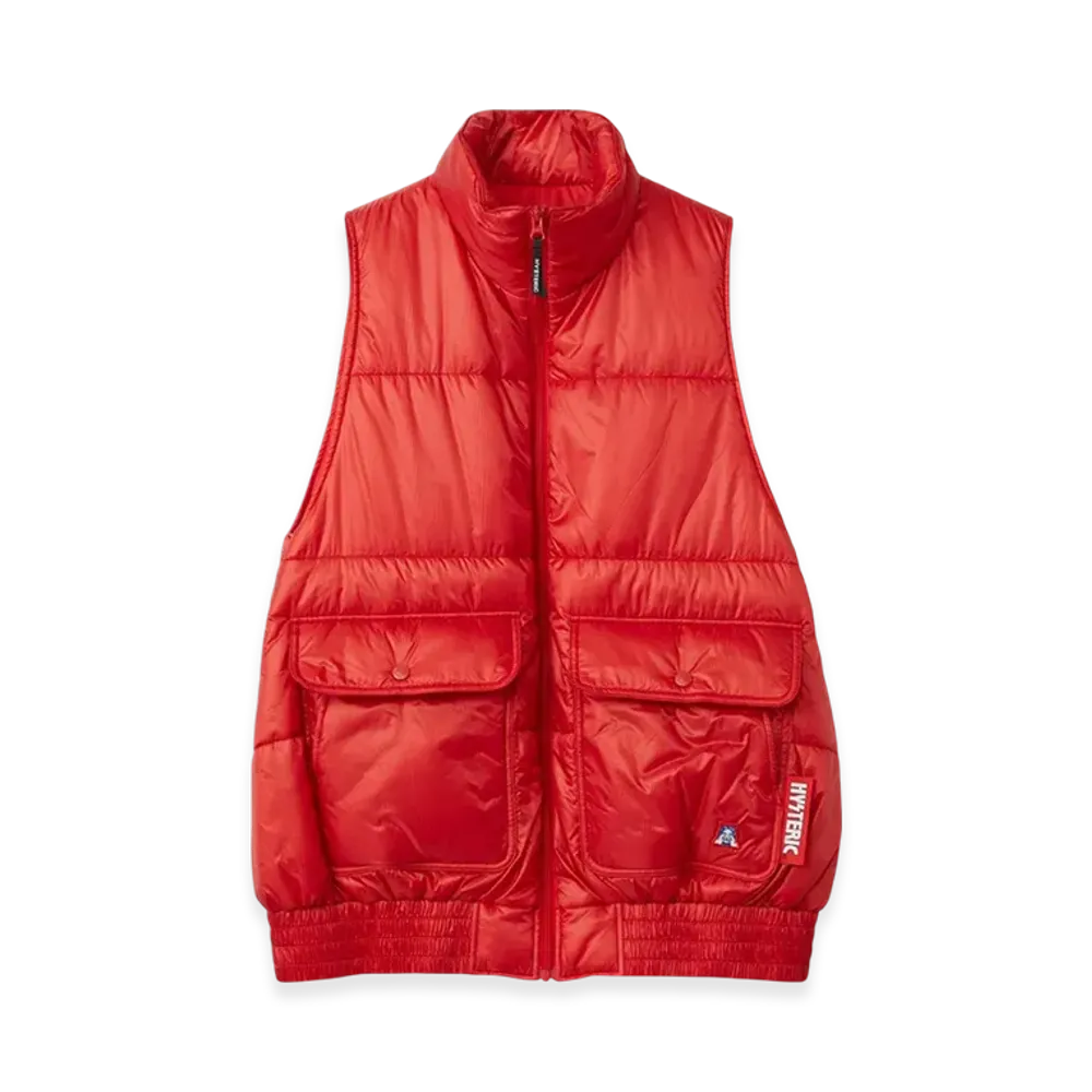 HYSTERIC GLAMOUR See No Evil Patch Stand-Up Collar Vest "Red"