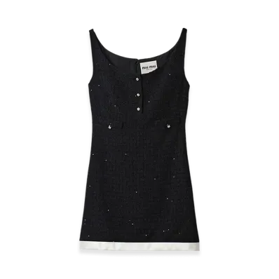 MIU MIU Women's Sequined Boucle Mini Dress "Black"