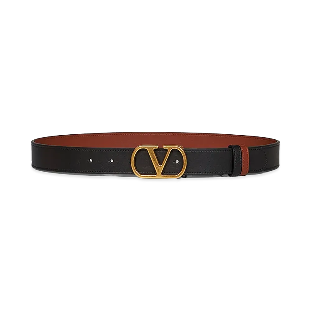Valentino Women's Belt H 30 Reversibile V Logo Signature "Camel"