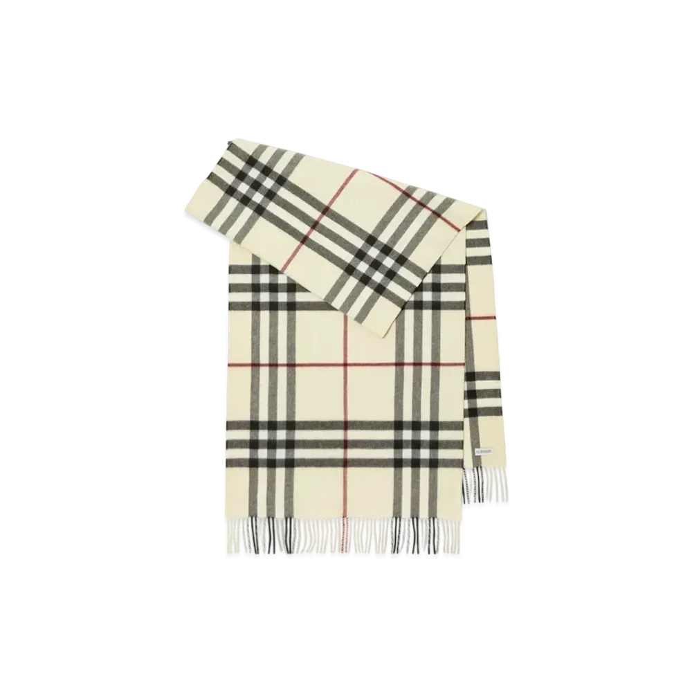 Burberry Wide Check Cashmere Scarf "Stone"