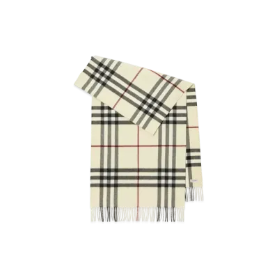 Burberry Wide Check Cashmere Scarf "Stone"