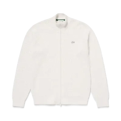 LACOSTE Basket Knit Zip Up "White"