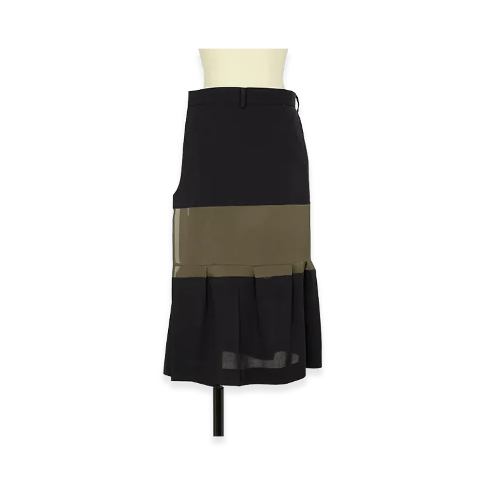sacai Women's Wool Suiting Skirt "Navy/Khaki"