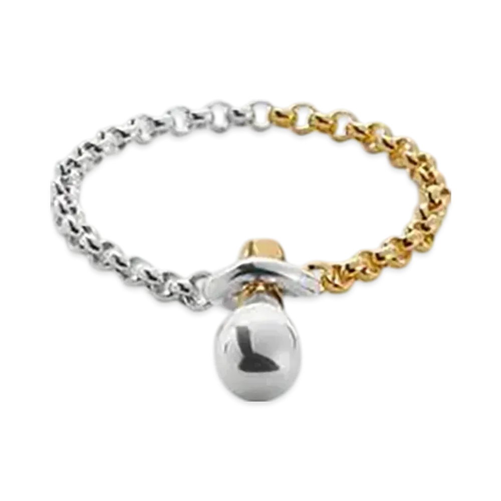 Bottega Veneta Drop Chain Bracelet "Silver/Yellow Gold"