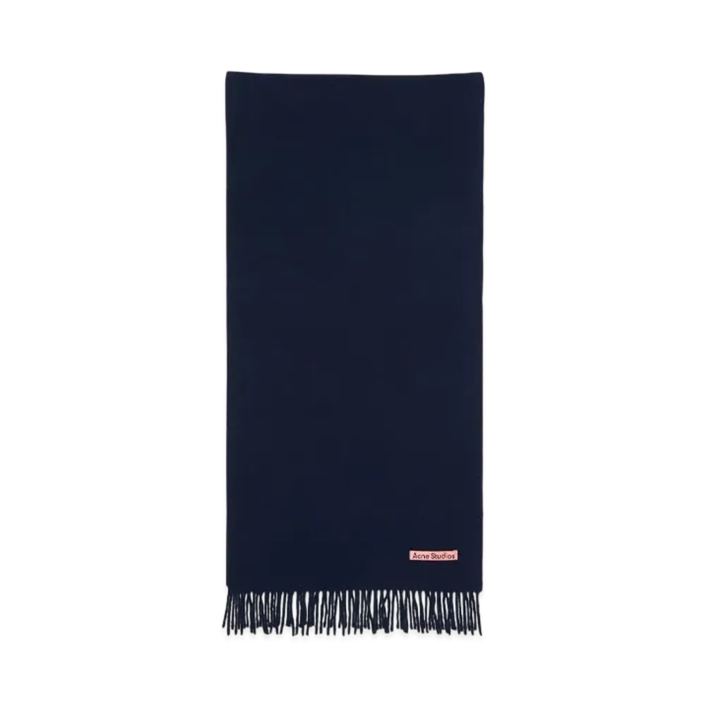 Acne Studios Fringed Wool Scarf - Narrow "Navy Blue"