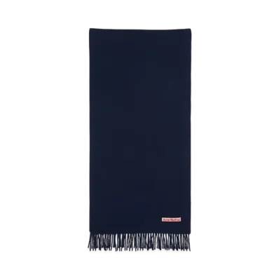 Acne Studios Fringed Wool Scarf - Narrow "Navy Blue"