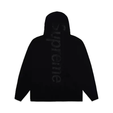 Supreme Satin Applique Hooded Sweatshirt (23FW) "Black"