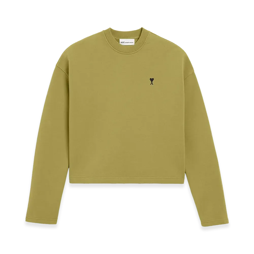 AMI PARIS Cotton Ami De Coeur Cropped Sweatshirt "Green"