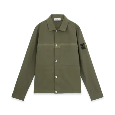 Stone Island 11412 Cotton Ripstop Overshirt with Button Fastening - 24FW "Musk Green"
