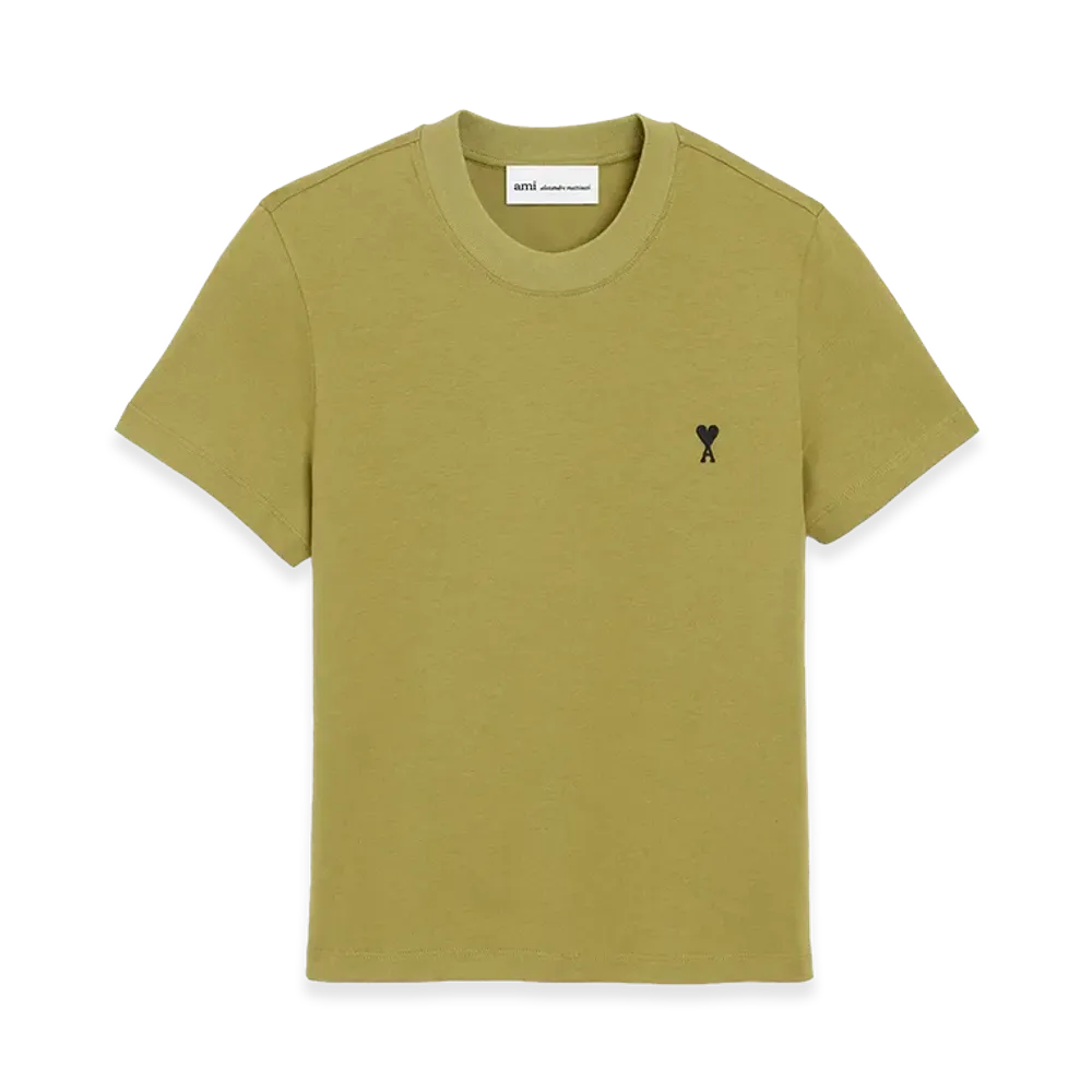 AMI PARIS Cotton Ami De Coeur Cropped T-Shirt "Green"