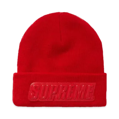 Supreme Raised Patent Logo Beanie "Red"