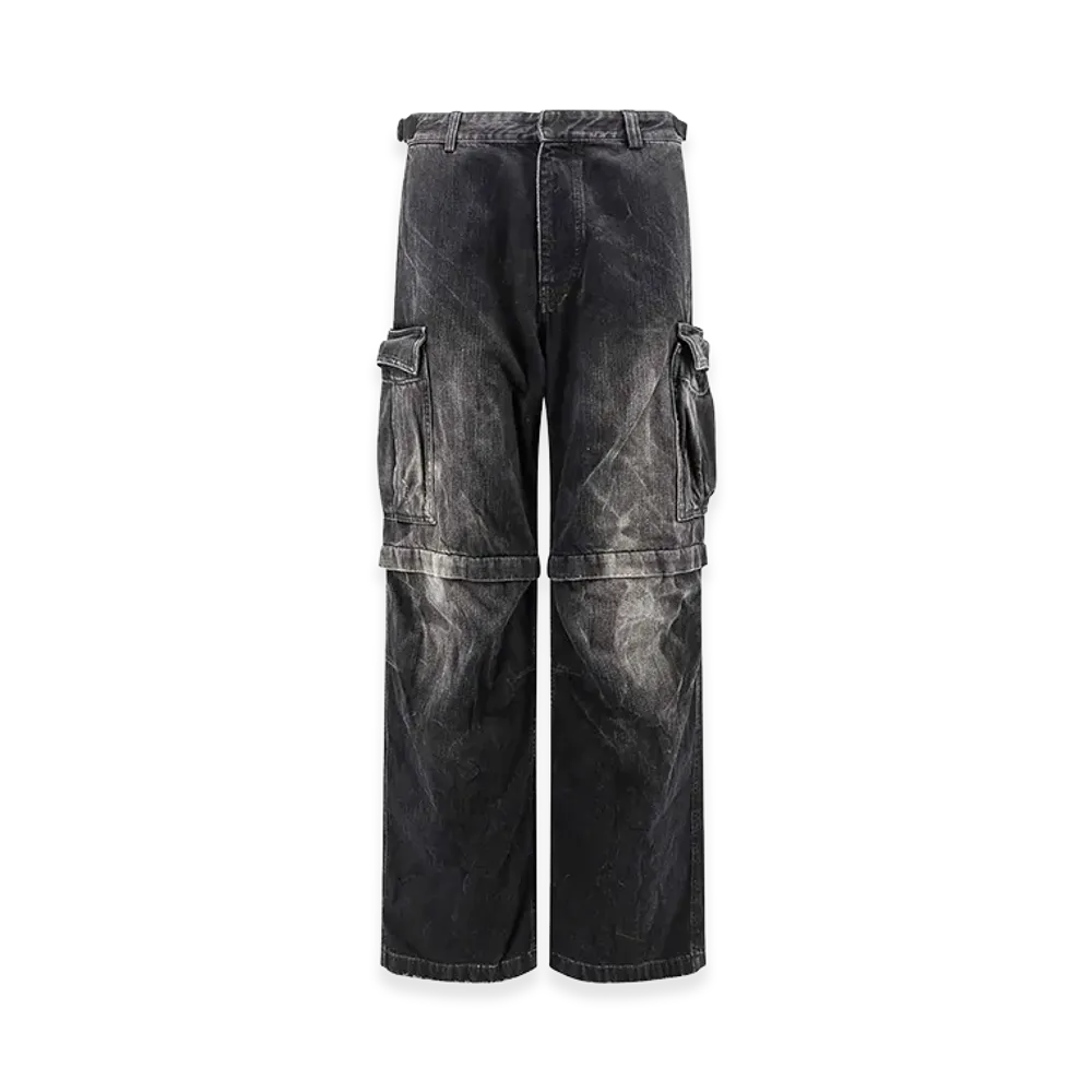 BALENCIAGA Pantaloni Cargo Black Denim "Black"