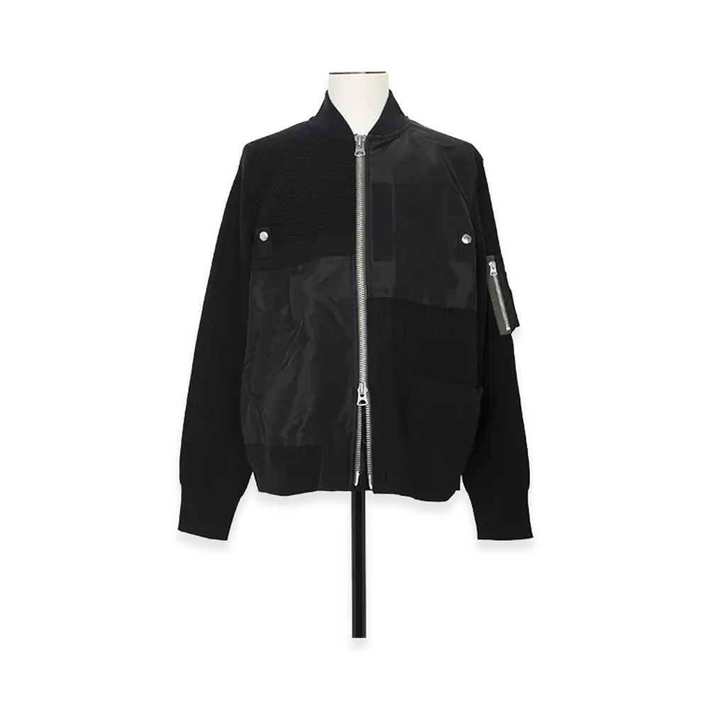 sacai Nylon Twill x Knit Blouson "Black"