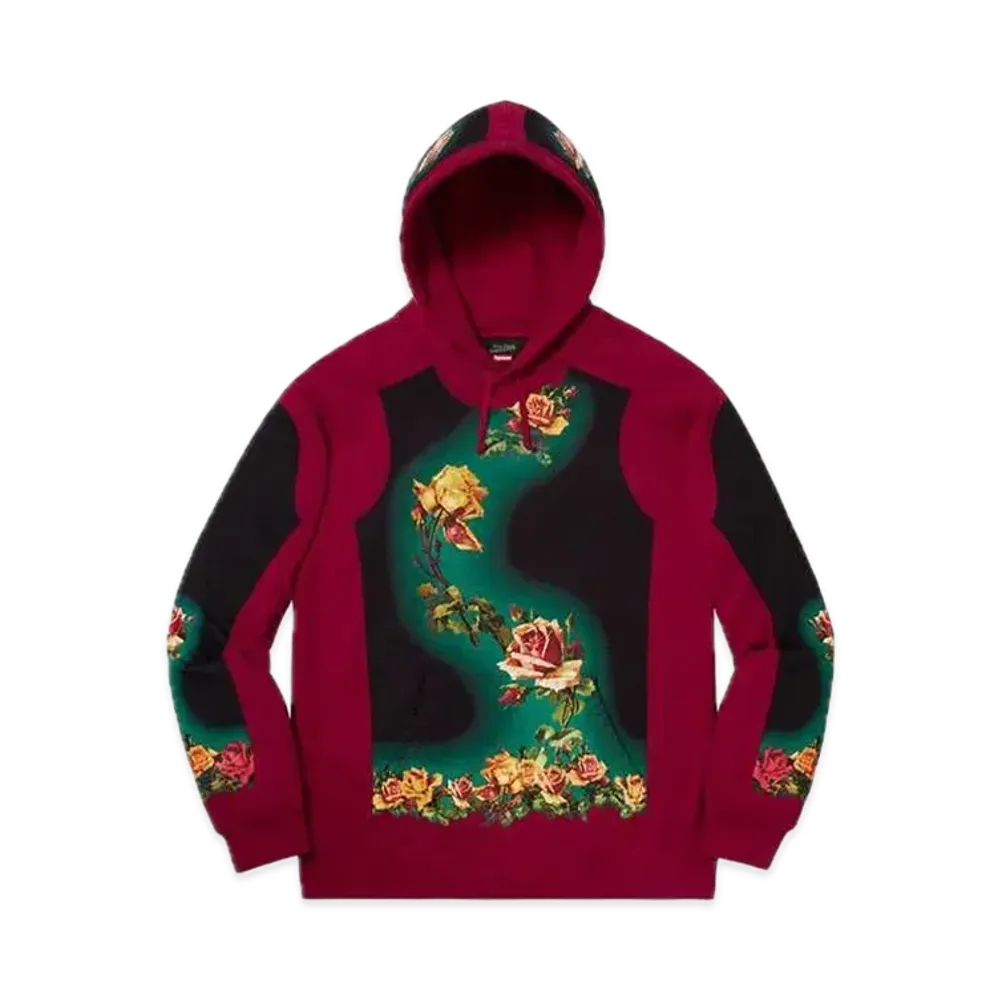 Supreme x Jean Paul Gaultier Floral Print Hooded Sweatshirt "Cardinal"