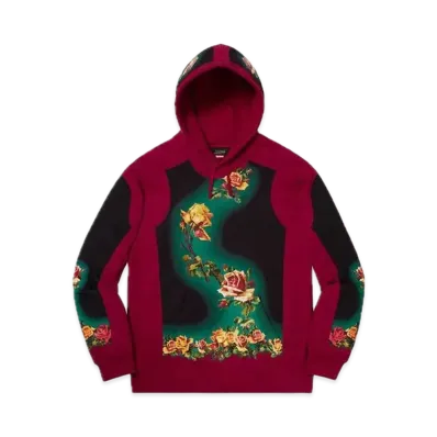 Supreme x Jean Paul Gaultier Floral Print Hooded Sweatshirt "Cardinal"