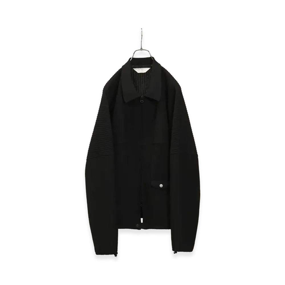 ANCELLM Wrinkled Stripe Short Shirt Jacket "Black"