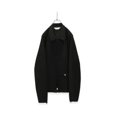 ANCELLM Wrinkled Stripe Short Shirt Jacket "Black"