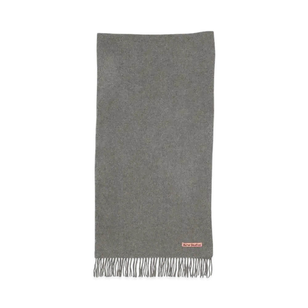 Acne Studios Fringed Wool Scarf - Narrow "Grey Melange"