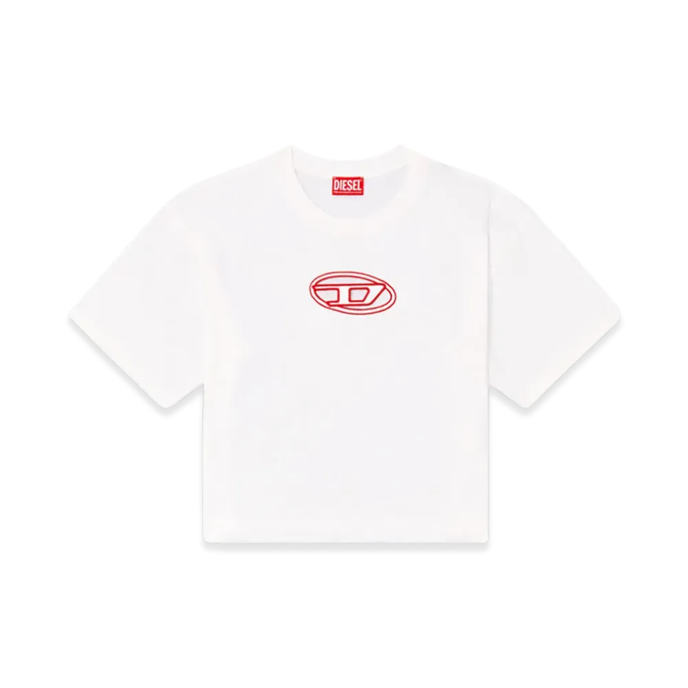 Diesel Women's T-Buxt-Crop-Od Cropped T-Shirt "White/Red"