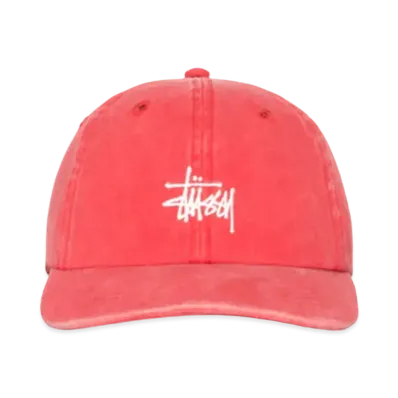 Stussy Low Profile Basic Washed Strapback "Raspberry"