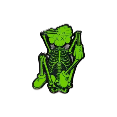 KAWS Skelton Pin "Green"