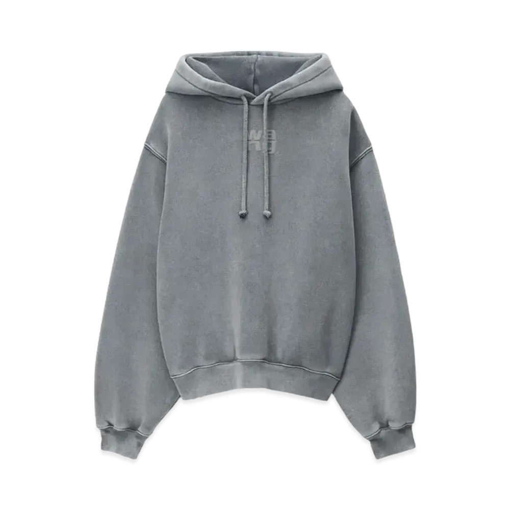 Alexander Wang Structured Terry Logo Hoodie "Acid Fog"
