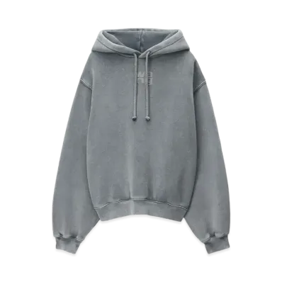 Alexander Wang Structured Terry Logo Hoodie "Acid Fog"