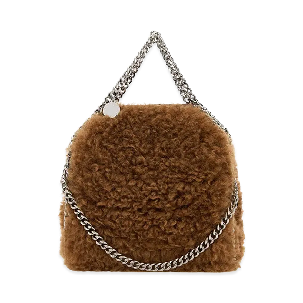 STELLA McCARTNEY Women's Biscuit Alter Mat Shearling Falabella Handbag "Camel"
