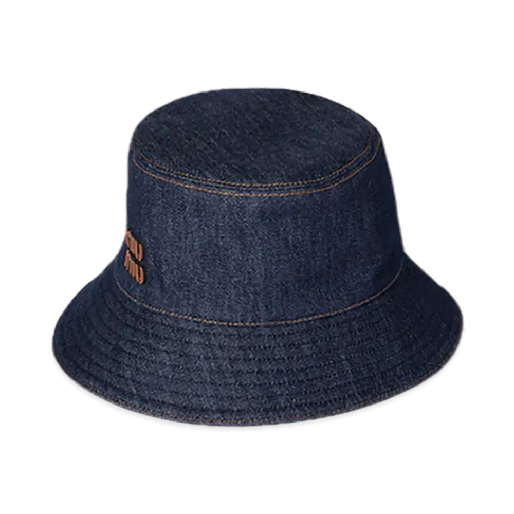 MIU MIU Denim Bucket Hat "Blue/Brown"
