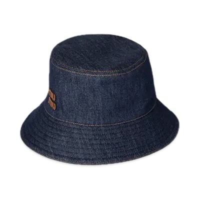 MIU MIU Denim Bucket Hat "Blue/Brown"