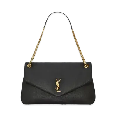 Saint Laurent Calypso Large in Grained Lambskin "Black"