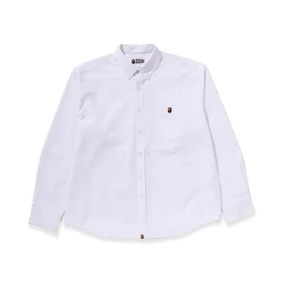 A BATHING APE One Point Line Camo Jacquard Oxford LS Shirt "White"