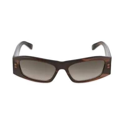 BALENCIAGA Women's Nano Rectangle AF Sunglasses "Metallic Brown Havana"