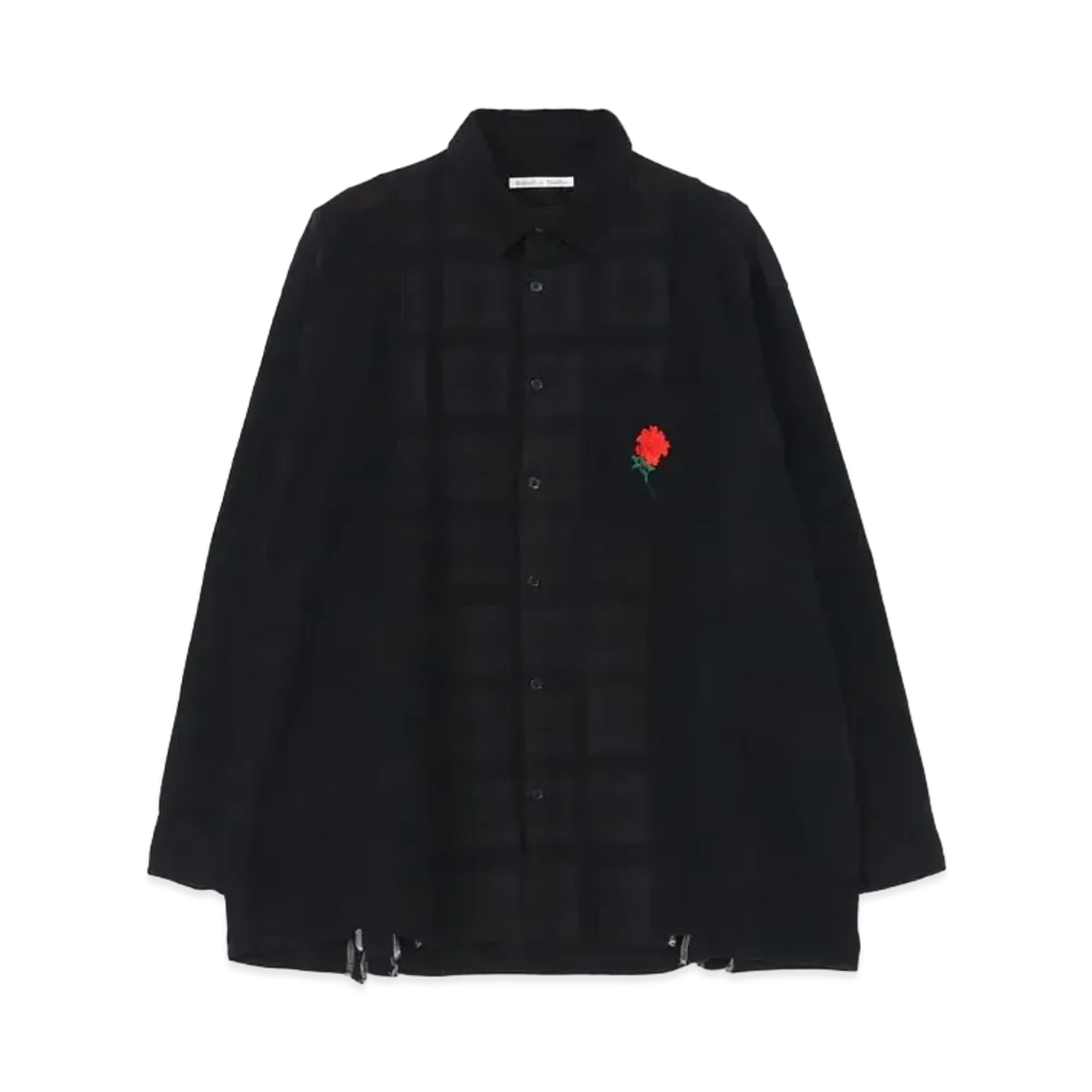 Yohji Yamamoto Wildside x Rebuild By Needles Flannel 7cut Wide Shirt "Black"
