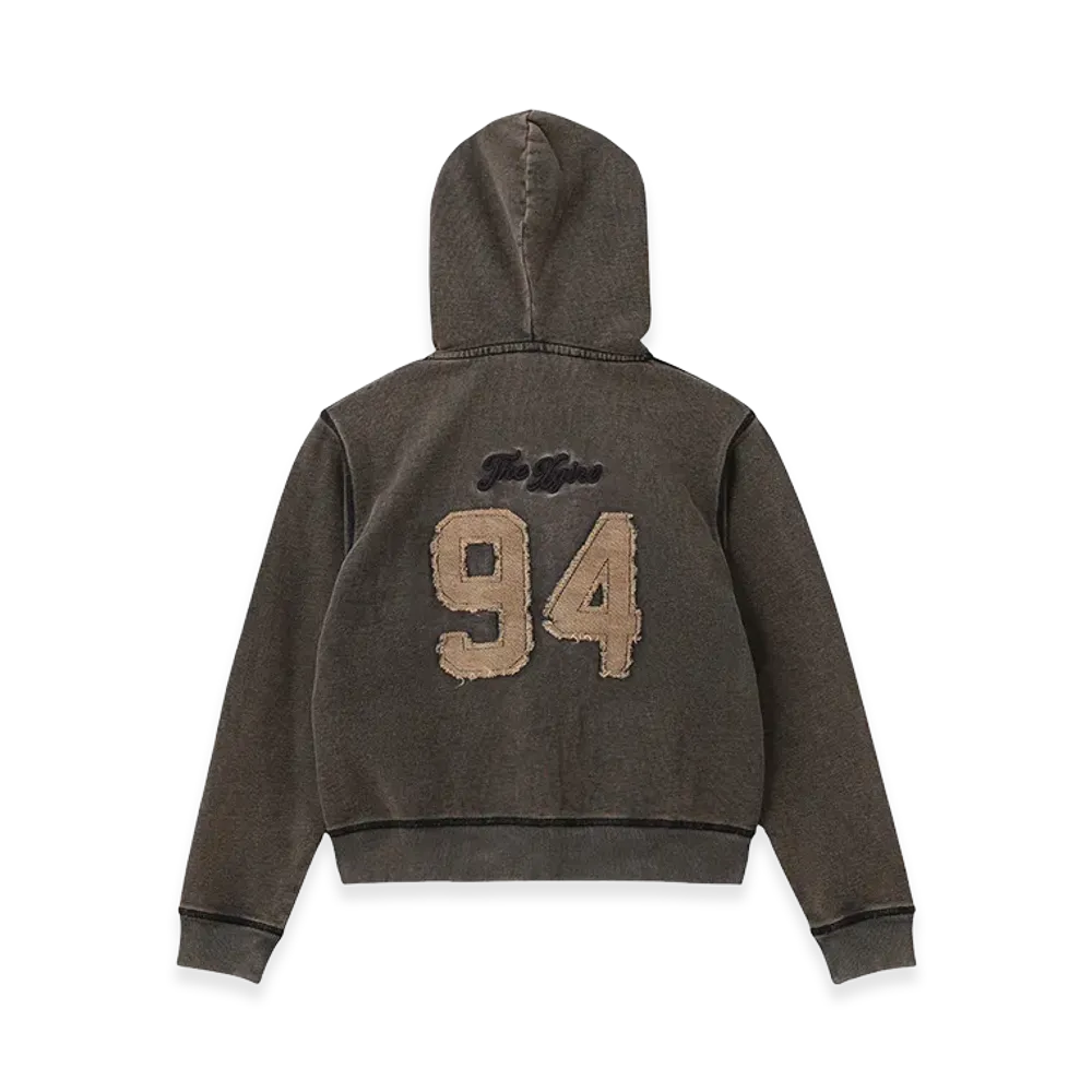 X-Girl Women's Overdyed Number Patch Zip Up Hoodie "Black"