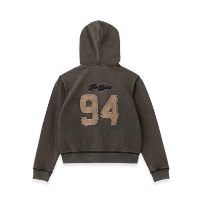 X-Girl Women's Overdyed Number Patch Zip Up Hoodie "Black"