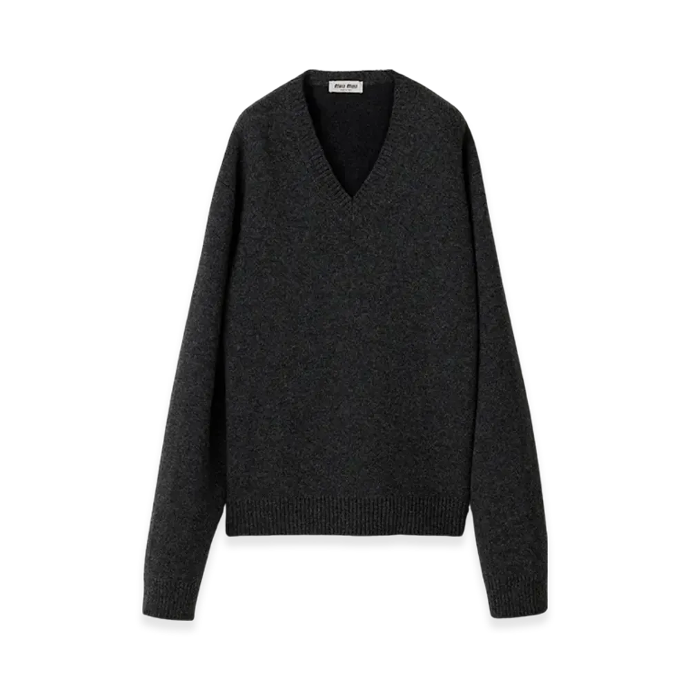 MIU MIU Women's Shetland V-Neck Jumper "Slate Gray"