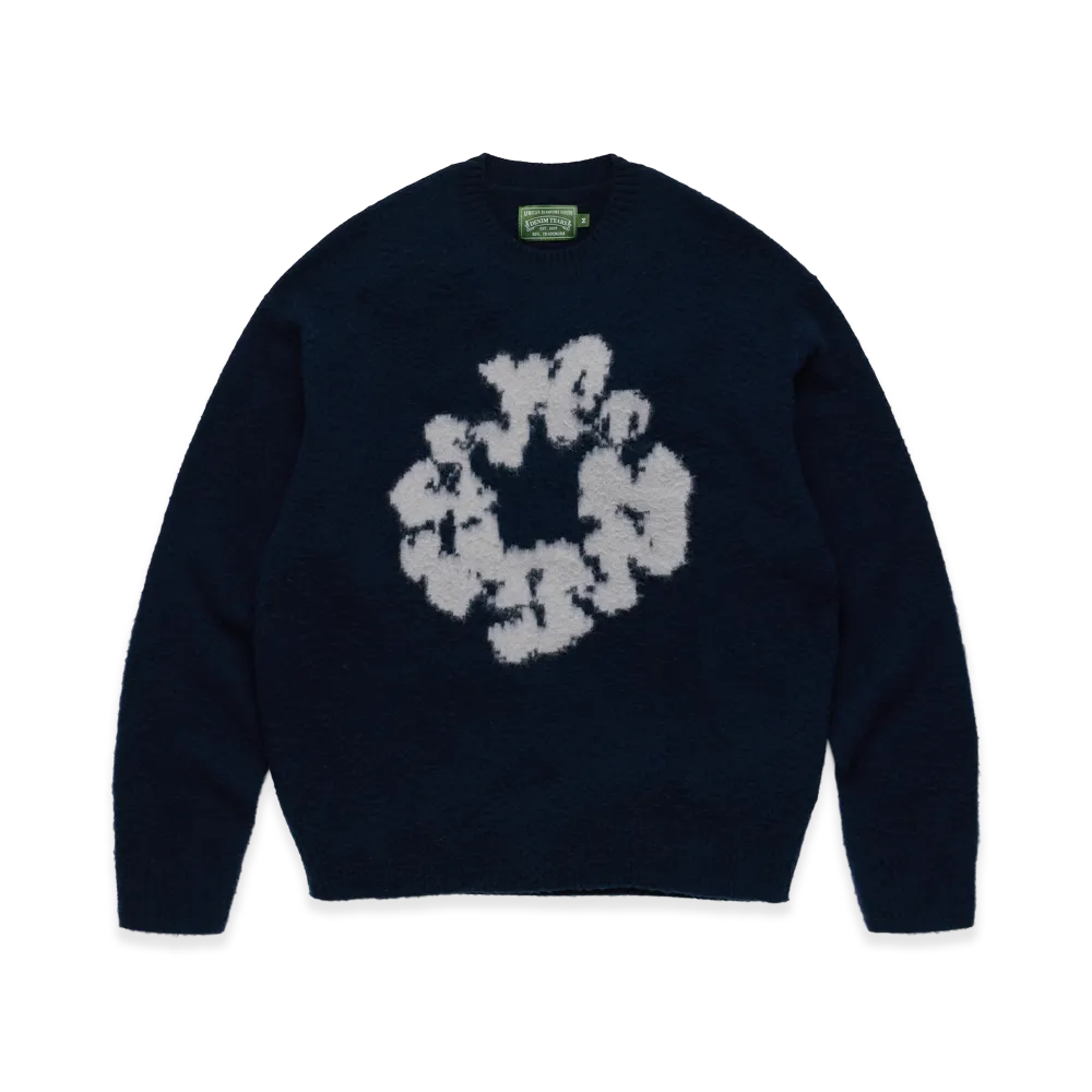 DENIM TEARS Pilled Cotton Wreath Sweater "Navy"