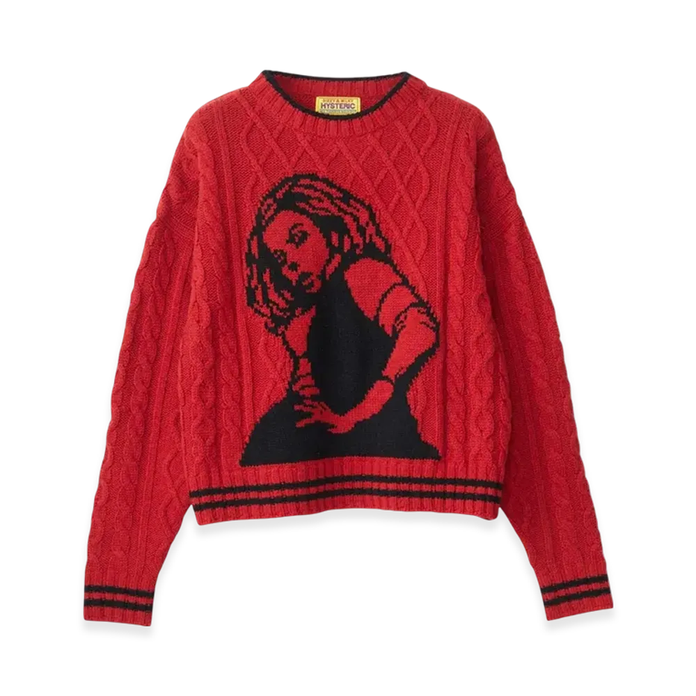 HYSTERIC GLAMOUR Vixen Girl Jacquard Sweater "Red"