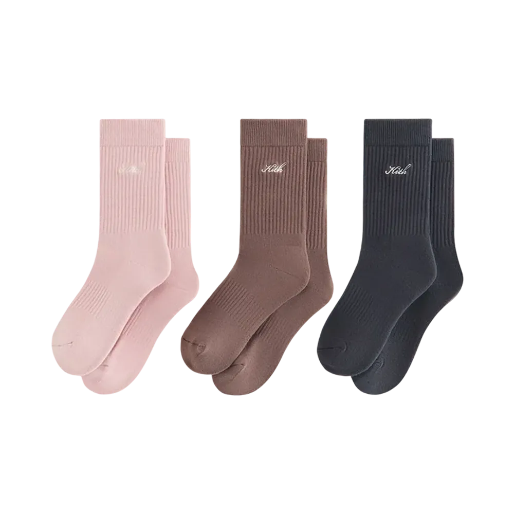 Kith Women Script Classic 3-Pack Crew Sock "Multi"