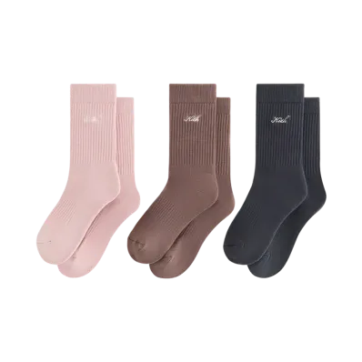 Kith Women Script Classic 3-Pack Crew Sock "Multi"