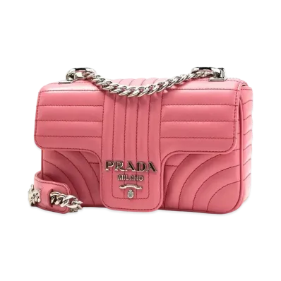 PRADA Diagramme Leather Shoulder Bag "Pink"