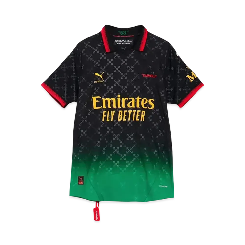 PUMA x AC MILAN x Off-White Authentic Short Sleeve Uniform "Puma Black/Power Green"